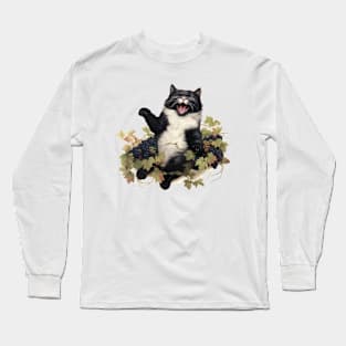 Berrylicious Retro Whiskers: Kitschy Cats and Sweet Berries Long Sleeve T-Shirt